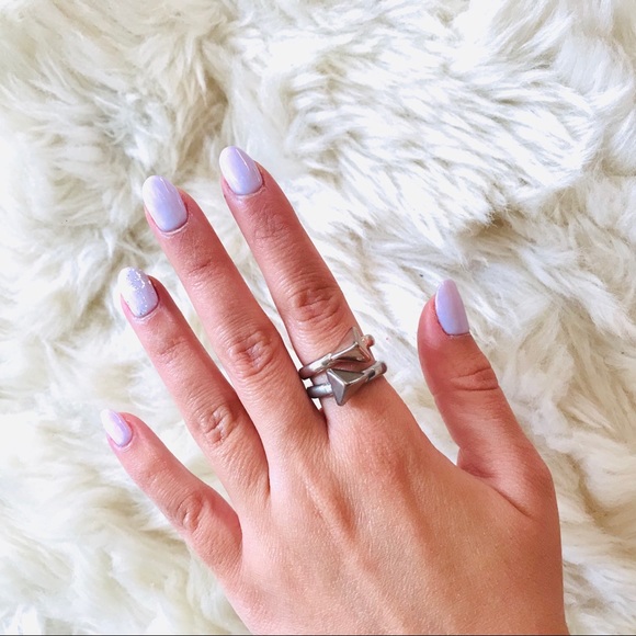 Set of triangle rings - silver and rose gold - Picture 3 of 4